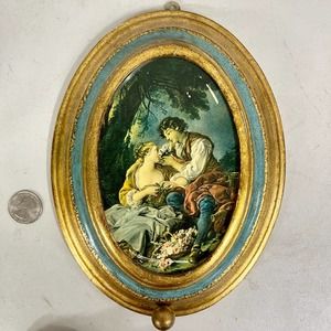Vintage florentine art print gold leaf gilded wood frame crafted in Italy BL
